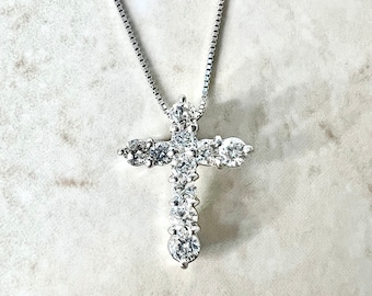 1 CT Platinum Diamond Cross Pendant Necklace - Platinum Cross Necklace - Diamond Pendant - Diamond Necklace - Religious Jewelry Gift For Her