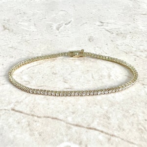2 CTTW Diamond Tennis Bracelet - 14K Yellow Gold Diamond Bracelet - Solid 14K Gold Tennis Bracelet - Natural Diamond Bracelet - Gift For Her