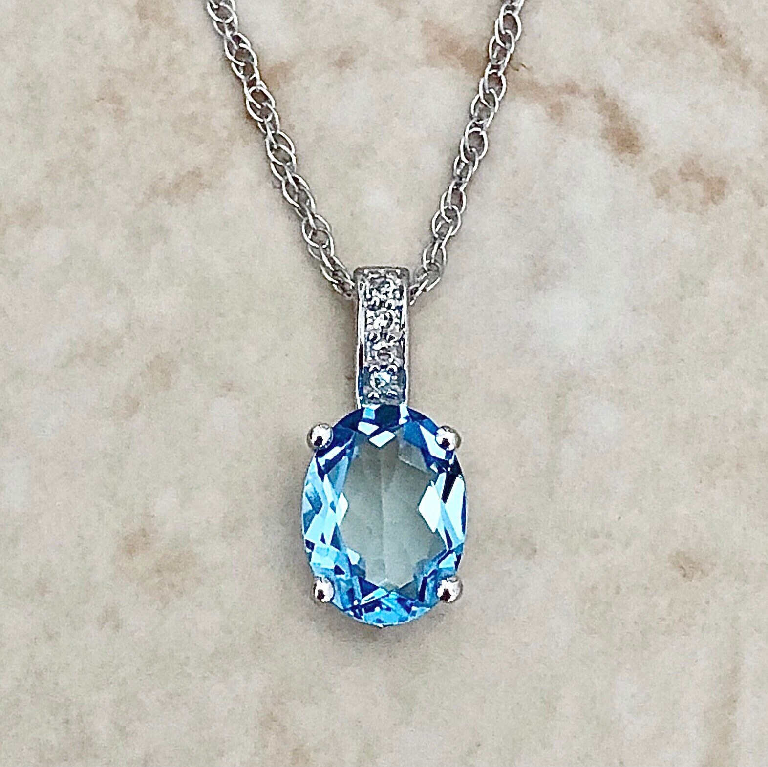 Blue Topaz Necklace White Gold Etsy Singapore