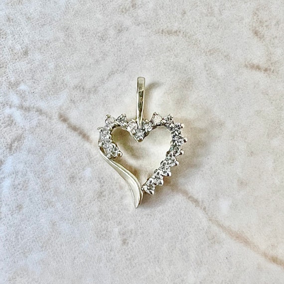 10K Diamond Heart Pendant Necklace - 10K Yellow G… - image 7