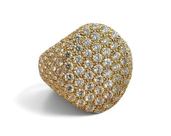 ZYDO Italy "Cigno d’Oro" 18K Yellow Gold 2.19 CTW Natural Pave Diamond Signet Ring - Diamond Pinky Ring - Diamond Ring - Luxury Gift For Her
