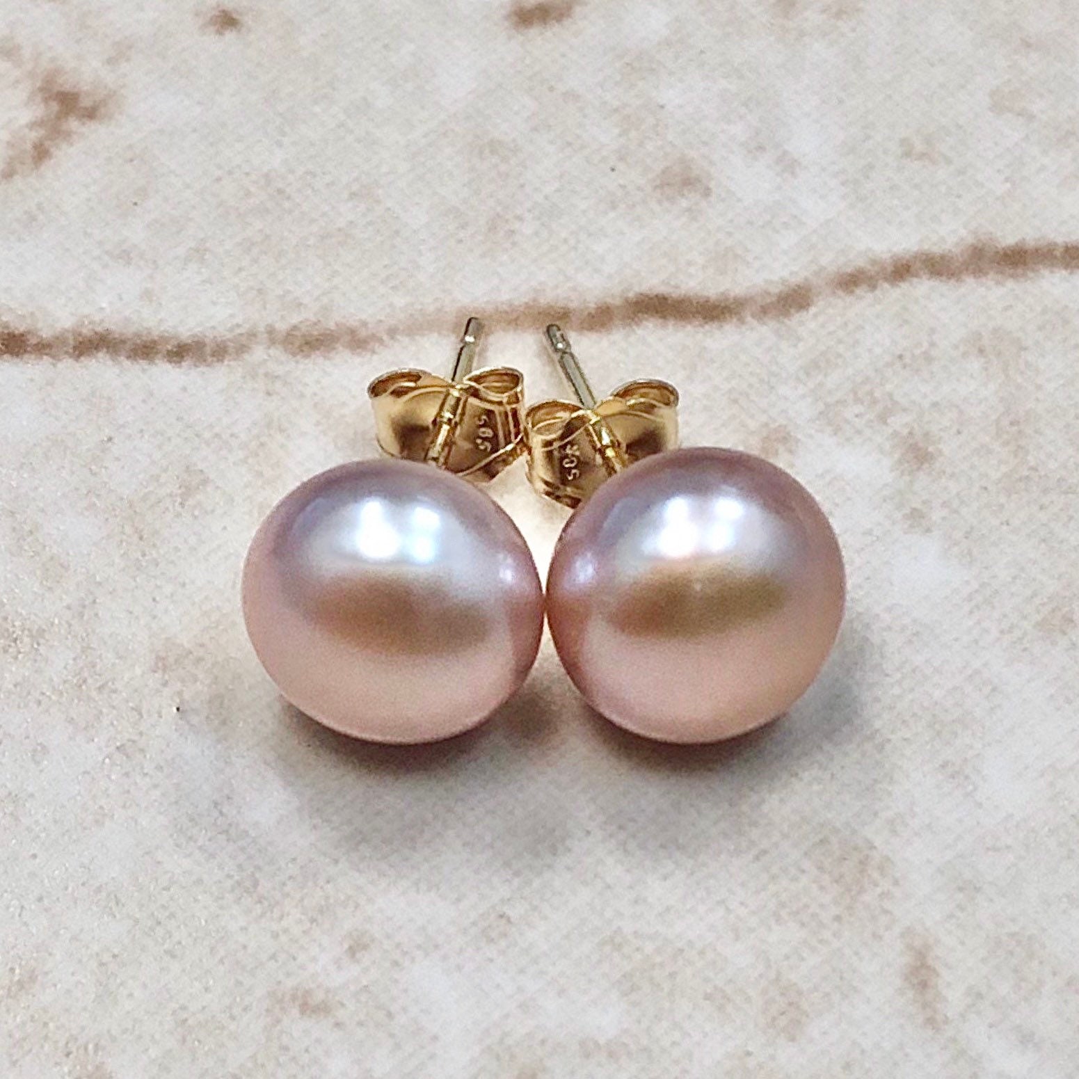 Salve 'Minimalist' Two Way Rose Gold Pearl Stud Earrings