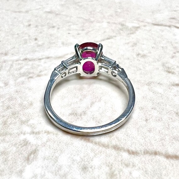 Vintage Handcrafted Platinum Ruby & Diamond Ring … - image 8