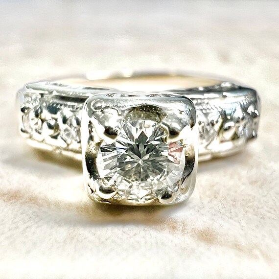 Vintage Retro Diamond Engagement Ring Circa 1940 … - image 2