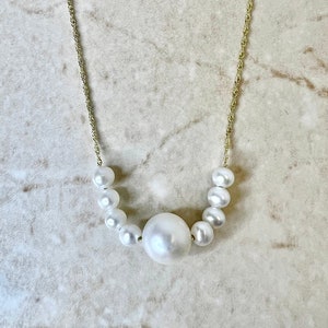 14K White Pearl Pendant Necklace - 14K Yellow Gold Pearl Necklace - Genuine Pearl Jewelry - June Birthstone Necklace - Mother’s Day Gift