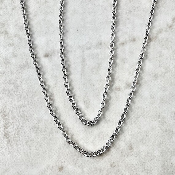 14K White Gold Cable Chain Necklace - 18 Inch Gol… - image 3