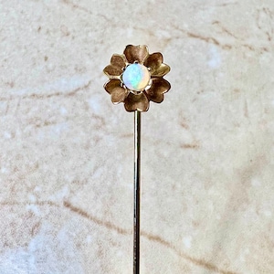 14K Antique Victorian Opal Stick Pin - 14K Rose Gold Opal Stick Pin - Antique Stick Pin - Gold Stick Pin - Flower Stick Pins - Best Gifts