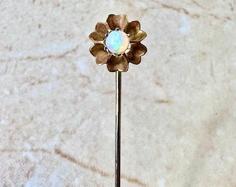 14K Antique Victorian Opal Stick Pin - 14K Rose Gold Opal Stick Pin - Antique Stick Pin - Gold Stick Pin - Flower Stick Pins - Best Gifts