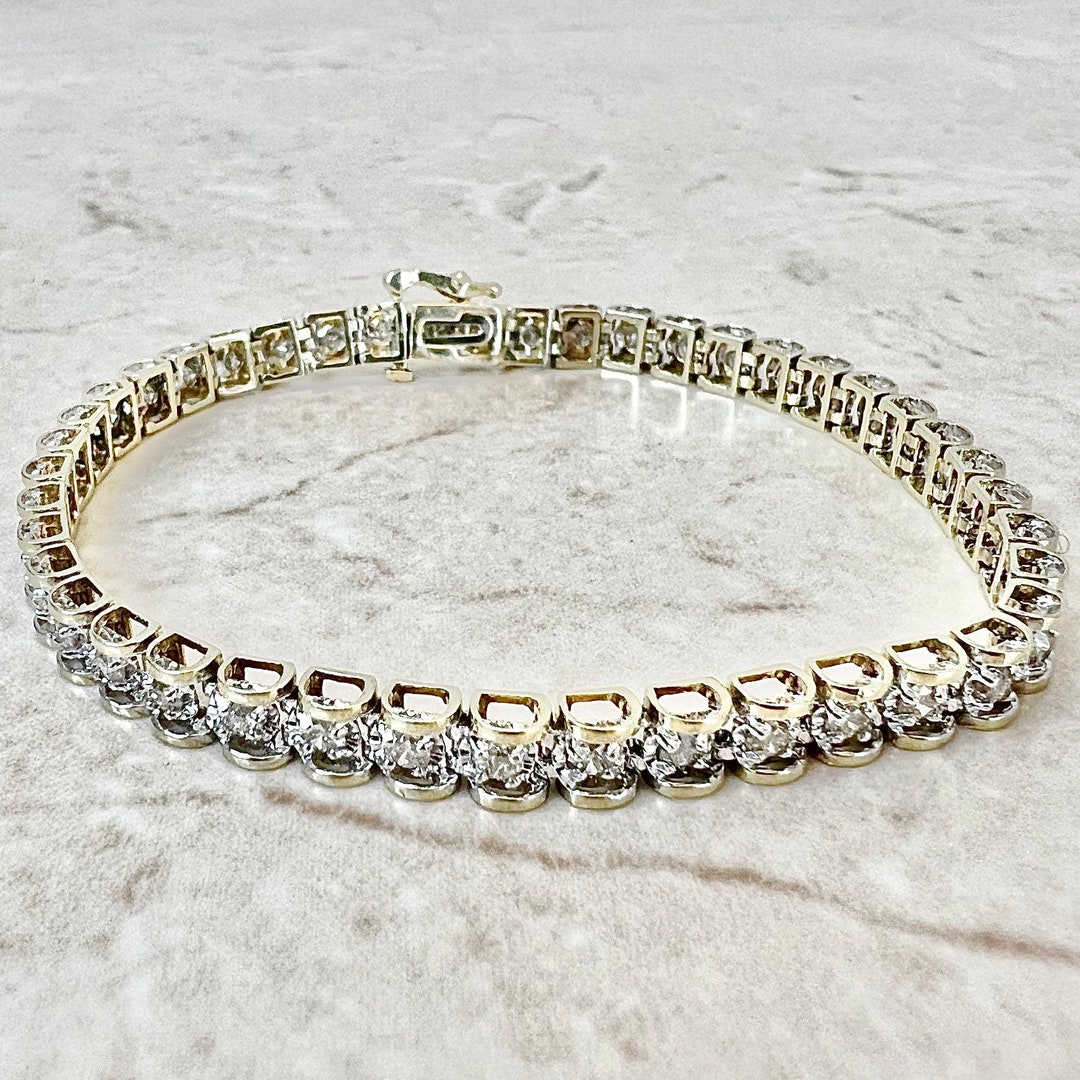 Vintage 10K Diamond Tennis Bracelet 2 CTTW Two Tone Gold - Etsy
