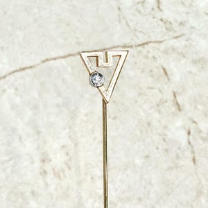 Vintage Solid 14K Gold Diamond Stick Pin -  Vintage Stick Pin - Diamond Solitaire Stick Pin - Gold Stick Pin - Diamond Lapel Pin - Hat Pin