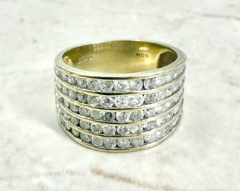 Anillo vintage de diamantes de 10 quilates de 1,75 quilates - Anillo de oro amarillo de 10 quilates - Anillo de bodas de diamantes de gran tamaño - Anillo de bodas de diamantes - Anillo para mujer