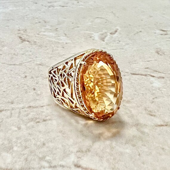 Vintage 14K Citrine Cocktail Ring In Yellow Gold … - image 5