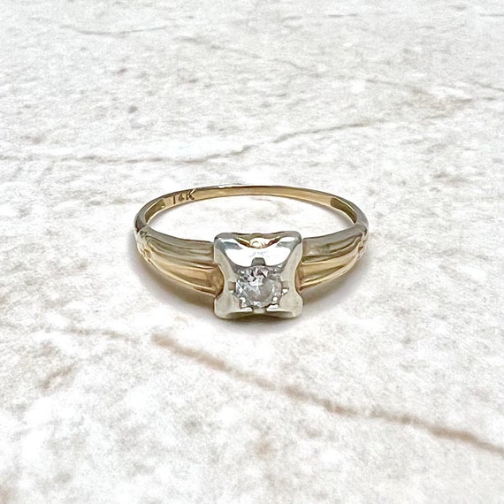 14K Vintage 1930’s Art Deco Diamond Engagement Ri… - image 4