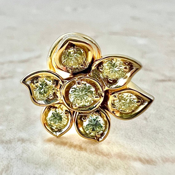 Vintage 18K Yellow Diamond Halo Earrings By Carvi… - image 6