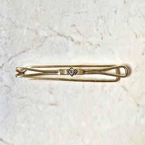 14K Gold Antique Tie Clip - Diamond Tie Bar - 14K Yellow Gold Tie Clip - Gold Tie Bar - Best Gifts For Him - Tie Accessories - Gifts for Dad