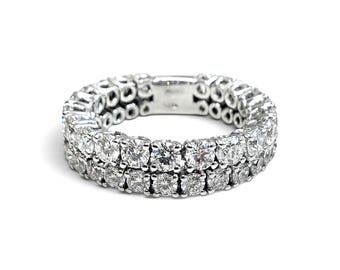 ZYDO Italy "Eterna Brillantezza" 18K White Gold 2.61 CT Natural Diamond Double Row Eternity Band Ring - Diamond Wedding Band - Stacking Ring