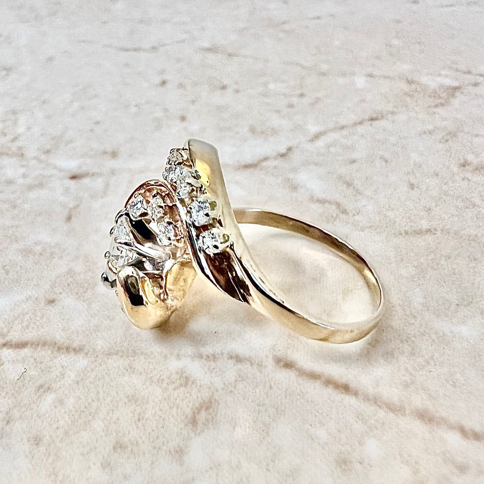 Vintage 14K Marquise Diamond Cocktail Ring Yellow Gold - Etsy