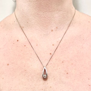 14K Diamond Solitaire Necklace 14K White Gold Teardrop Necklace Diamond Necklace 14K Gold Diamond Pendant Necklace Solitaire Pendant image 2