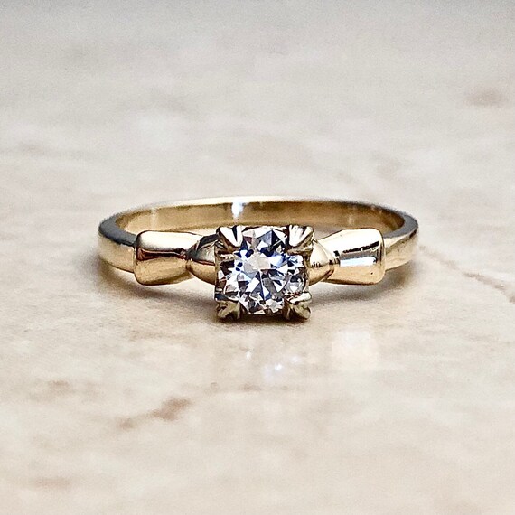 0.40 CT Vintage Retro Diamond Solitaire Engagemen… - image 5