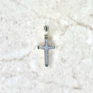 Small 14K Diamond Cross Pendant - Solid 14K Yellow Gold Diamond Cross Necklace - Religious Jewelry - Christian Pendant - Baptism Gift