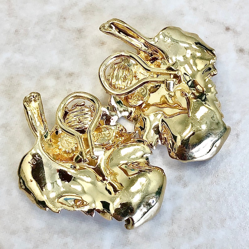 Vintage 18K Solid Gold Leaf Earrings By Asprey Solid 18K Yellow Gold Earrings Clip-On Earrings Everyday Earrings Minimalist Earrings image 5