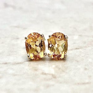 14K Citrine Stud Earrings - Solid 14K Yellow Gold Citrine Earrings - November Birthstone Earrings - Everyday Earrings - Perfect Gift For Her
