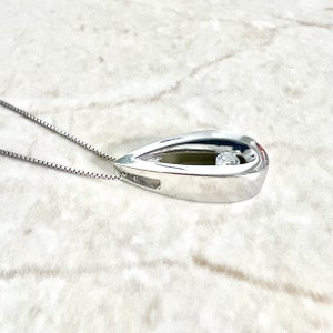 14K Diamond Solitaire Necklace 14K White Gold Teardrop Necklace Diamond Necklace 14K Gold Diamond Pendant Necklace Solitaire Pendant image 3