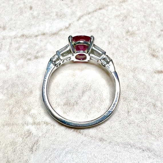 Vintage Handcrafted Platinum Ruby & Diamond Ring … - image 9
