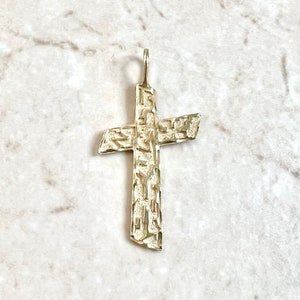 Vintage 14K Gelbgold Kreuz Anhänger - 14K Massivgold Kreuz Halskette - Strukturiertes Kreuz - Unisex Kreuz - Religiöser Schmuck - Christliche Geschenke