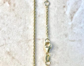 Collar de cadena ajustable de oro de 14 quilates con corte diamante - Cadena de oro de 16, 17 o 18 pulgadas, 1,4 mm de grosor - Cadena ajustable - Cadena de oro amarillo macizo