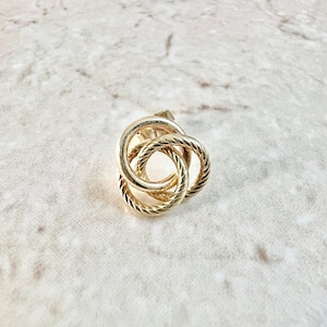 Single Vintage 14K Yellow Gold Stud Earring - Single Earring - Gold Love Knot Earring  - Interlocking Circle Earrings - Circle Stud Earrings