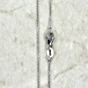 Solid 14K Gold Diamond Cut Cable Chain Necklace - 16 Inch White Gold Cable Chain - 0.90 mm Diamond Cut Chain - Solid 14K White Gold Chain