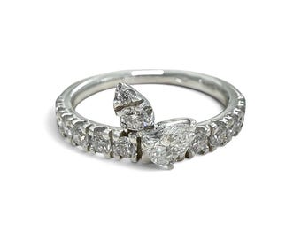 ZYDO Italy "Innamorata" 18K White Gold 0.64CT Natural Diamond Ring - Half Eternity Ring - Diamond Wedding Ring - Statement Ring - Best Gifts