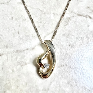 Solid 14K Yellow Gold Diamond Heart Necklace - Heart Pendant Necklace - Diamond Solitaire Necklace - Heart Solitaire Pendant - Gift For Her