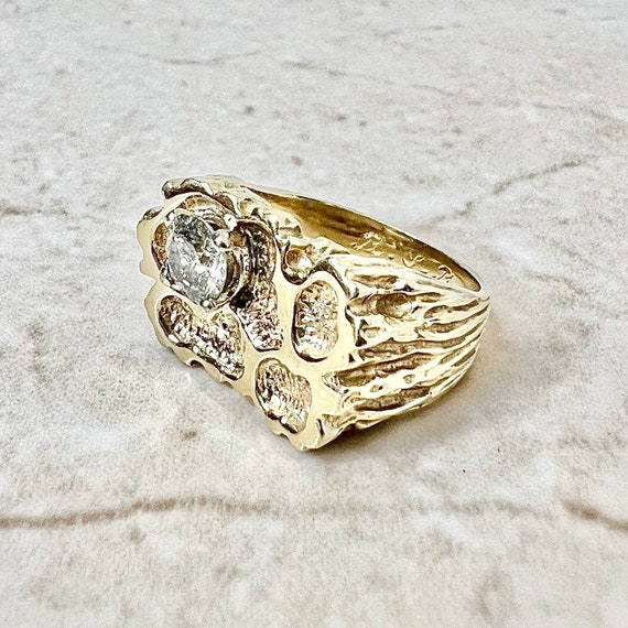 Vintage 14K Diamond Solitaire Ring - Yellow Gold … - image 4