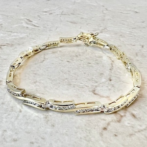 Vintage 14K Diamond Line Bracelet 2 CTTW - Solid 14K Yellow Gold Diamond Tennis Bracelet - Vintage Diamond Bracelet - Yellow Gold Bracelet