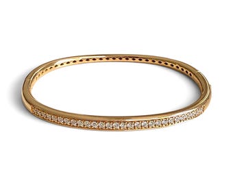 ZYDO Italy "L’Eleganza" 18K Rose Gold Natural Diamond Bangle Bracelet - Diamond Bracelet For Her - Stackable Bracelet - Statement Bracelets