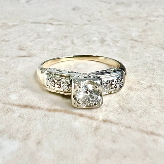 Vintage Retro Diamond Engagement Ring Circa 1940 … - image 1