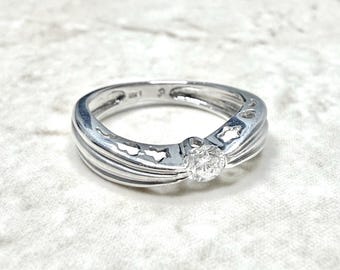 Vintage 18K Diamant Verlobungsring 0,15 KT - 18K Weißgold Diamant Solitär Ring - Versprechensring - Diamant Ehering - Geschenk für Sie