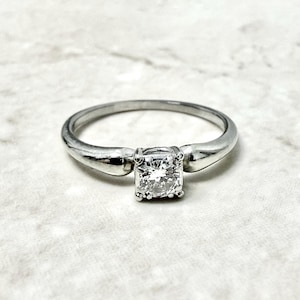 Vintage 1940’s Diamond Engagement Ring - 18K White Gold Diamond Solitaire Ring - Vintage Solitaire - Diamond Wedding Ring - White Gold Ring