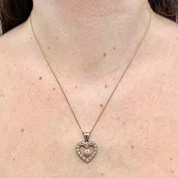 【14K】(14金) stylish heart pendant ハートペンダント☆関税込 Diamond heart pendant and chain in 14k yellow gold | Gray & Sons