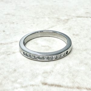 Platinum Princess Cut Diamond Band Ring 0.25 CT - Channel Set Diamond Ring - Wedding Ring - Diamond Wedding Band - Stacking Rings For Her