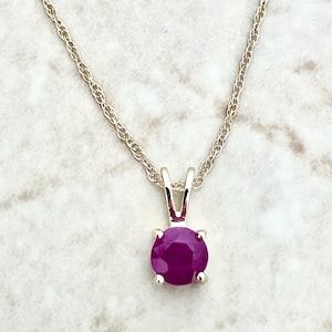 14K Natural Ruby Pendant Necklace - Solid 14K Yellow Gold Ruby Necklace - July Birthstone Necklaces For Women - July Birthday Gift For Her
