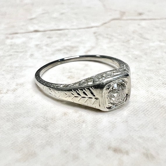 Antique Art Deco Diamond Engagement Ring - Solid … - image 3