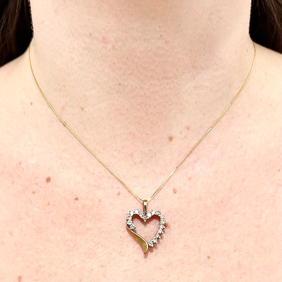10K Diamond Heart Pendant Necklace 1 CTTW - 10K T… - image 2