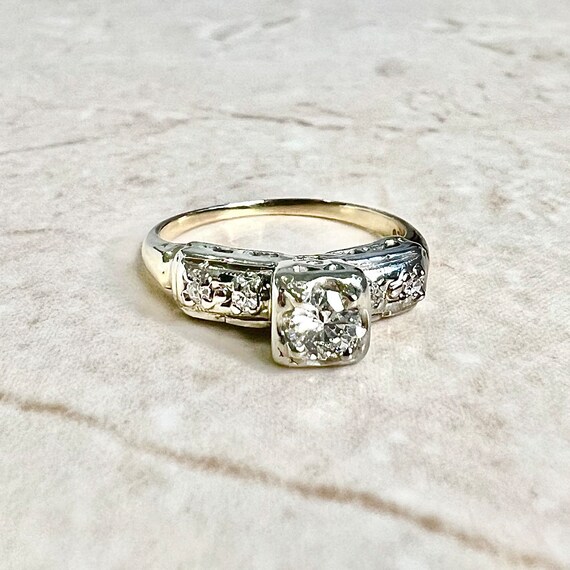 Vintage Retro Diamond Engagement Ring Circa 1940 … - image 4