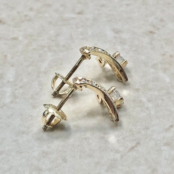 Vintage 14K Diamond Crossover Earrings - Yellow G… - image 4