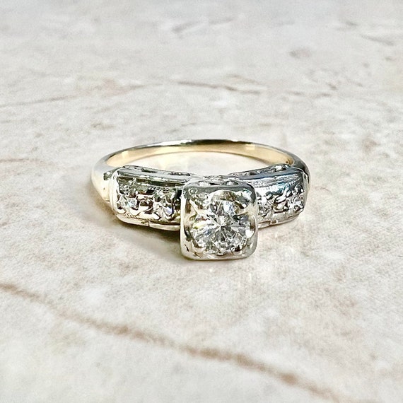 Vintage Retro Diamond Engagement Ring Circa 1940 … - image 6