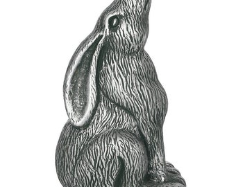 Silver Moon-Gazing Hare Garden Ornament Statue Bunny Terracotta