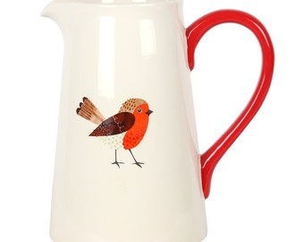 Robin Ceramic Flower Jug Vase Gift